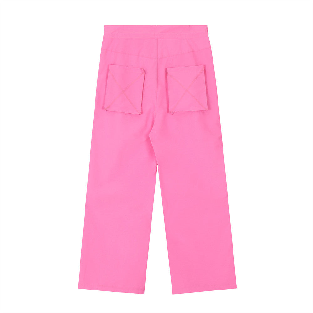 Men Sweatpants Casual Solid Color Straight-Leg Trousers Loose Wide Leg Pants Men