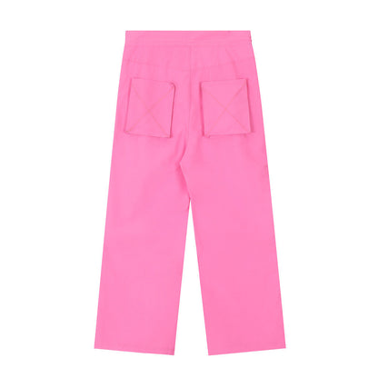 Men Sweatpants Casual Solid Color Straight-Leg Trousers Loose Wide Leg Pants Men