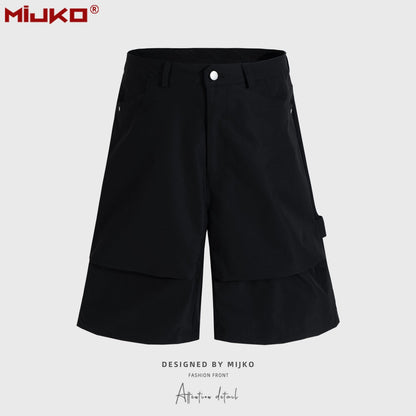 MIJKO Men Shorts Men's and Women's Same Tie Design Seven-Point Shorts