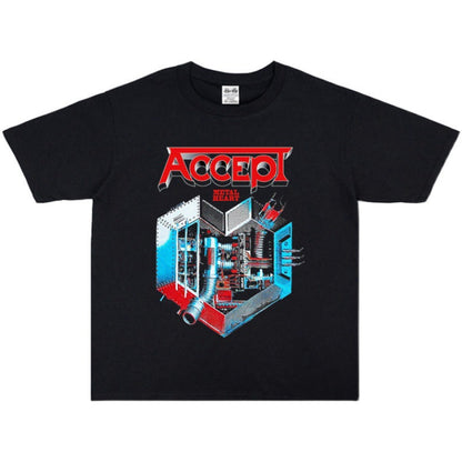 Rock Star T Shirt Band Accept Rock Accept Band Washed Distressed T-shirt Cotton Short Sleeve Loose