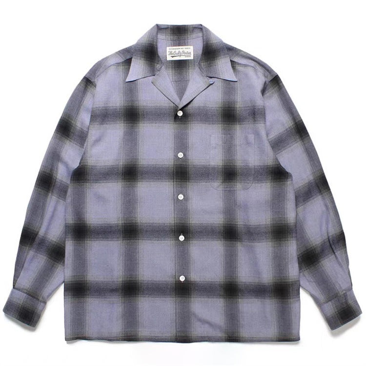 GUILTYPARTIES TIGER Shirts checked striped Hawaiian long-sleeved shirt