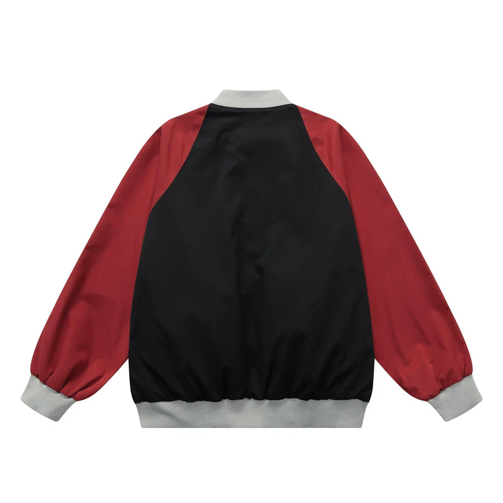 Men Jacket Coat Color Contrast Patchwork Baseball Uniform Jacket Men's Ins Baggy Coat Spring and Autumn