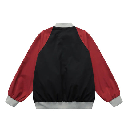 Men Jacket Coat Color Contrast Patchwork Baseball Uniform Jacket Men's Ins Baggy Coat Spring and Autumn