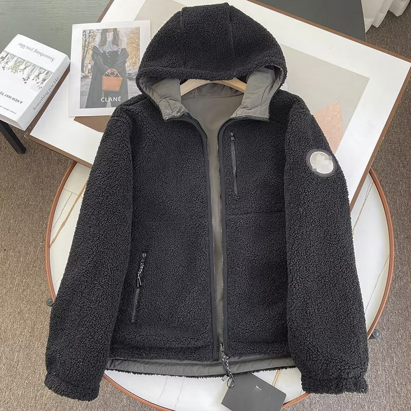 Women Cotton Coat Warm Faux Cashmere Hooded Jacket