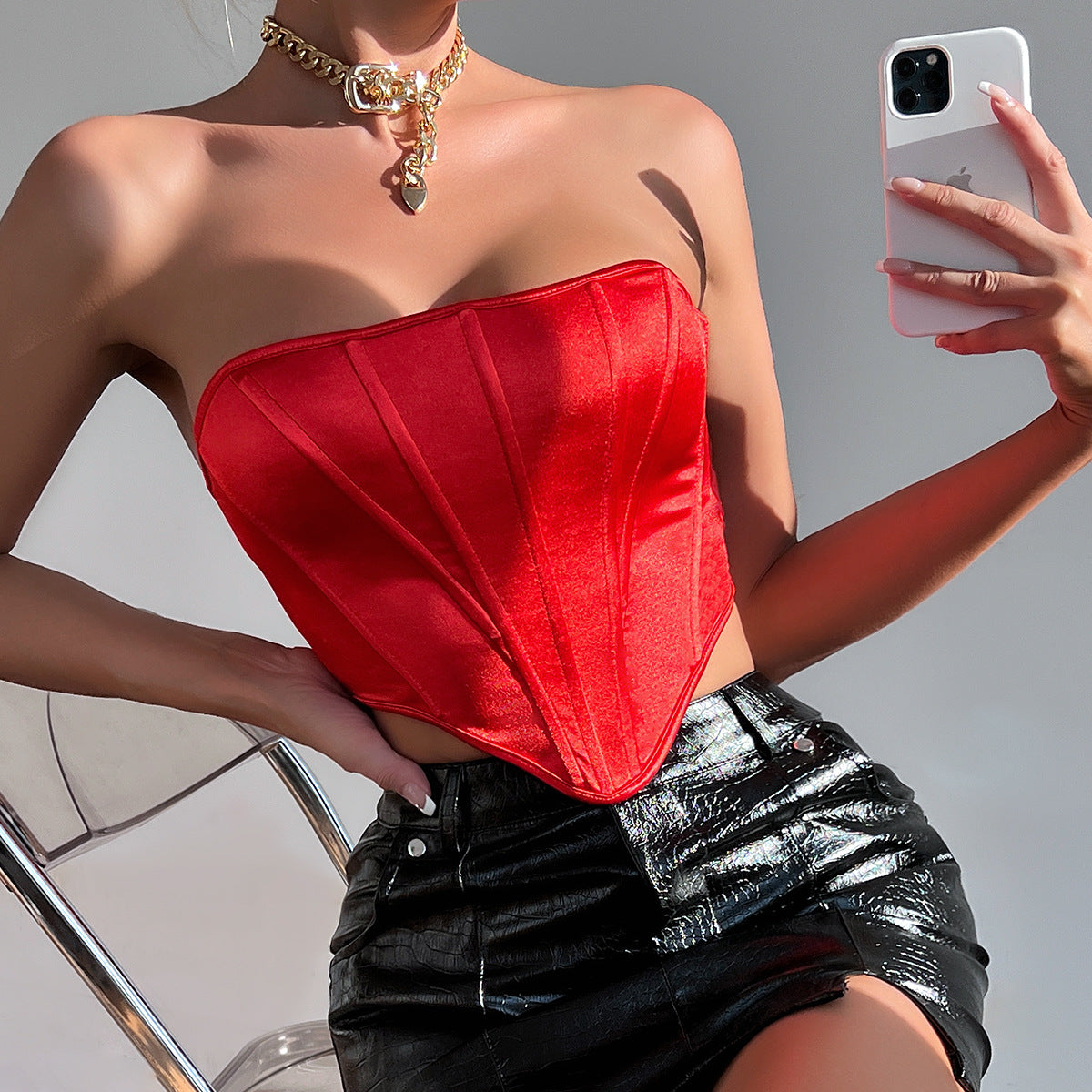 Women Party Tops Navel-Exposed Backless Underwaist