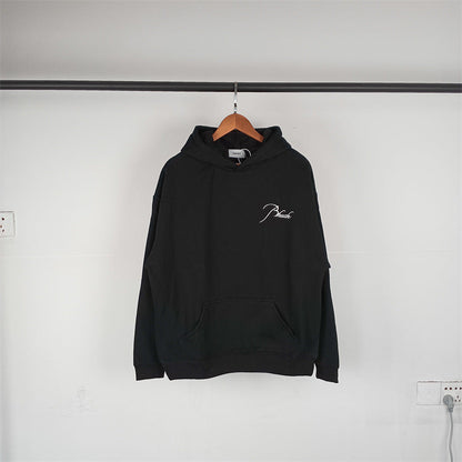 Rhude Hoodie Micro Label Letter Embroidered Fleece Hooded Sweater