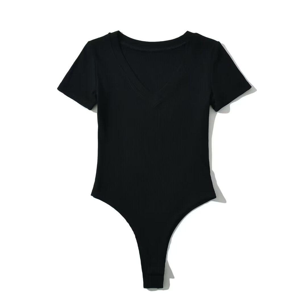 Women Tops Summer V-neck Short Sleeve Rompers V-neck Top
