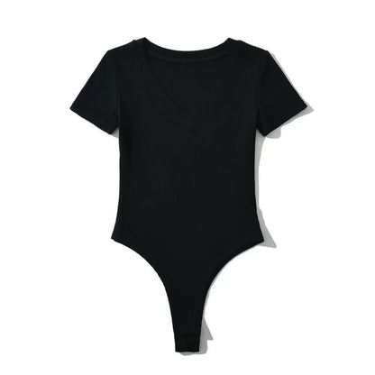 Women Tops Summer V-neck Short Sleeve Rompers V-neck Top
