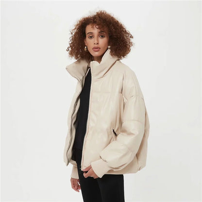 Women Cotton Coat Loose and Warm Leather Coat