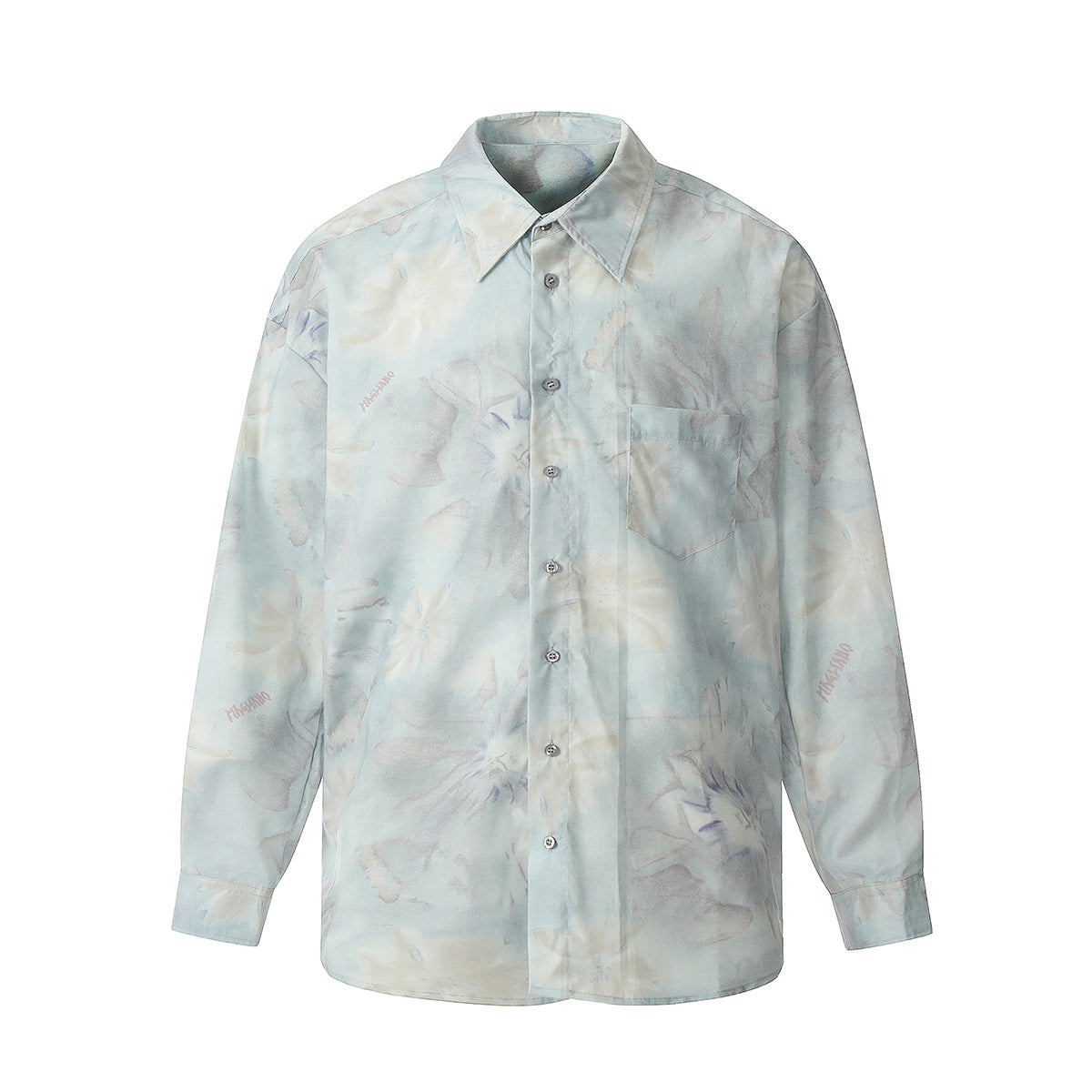 Unisex Shirts Floral Print Oversized Satin Shirt