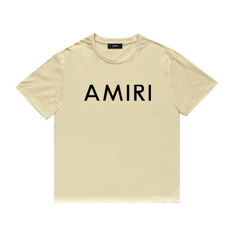 Amiri T Shirt Letter Print Casual Hip Hop round Neck Short Sleeve T-shirt
