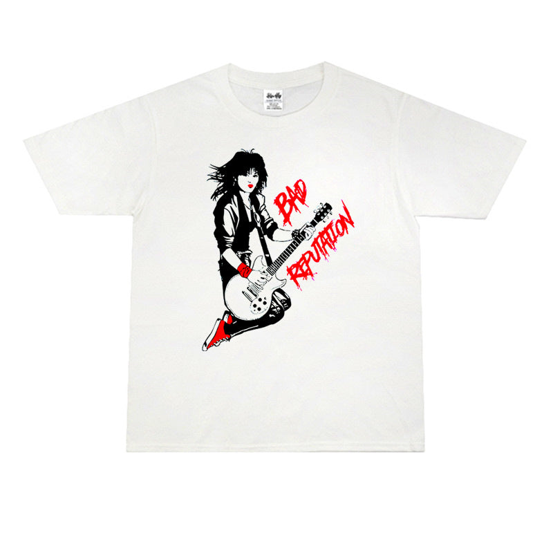 Rock Star T Shirt Punk & Rock Joan Jett Joan Jett Washed Distressed T-shirt Short Sleeve Men and Women Loose