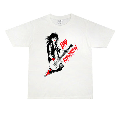 Rock Star T Shirt Punk & Rock Joan Jett Joan Jett Washed Distressed T-shirt Short Sleeve Men and Women Loose