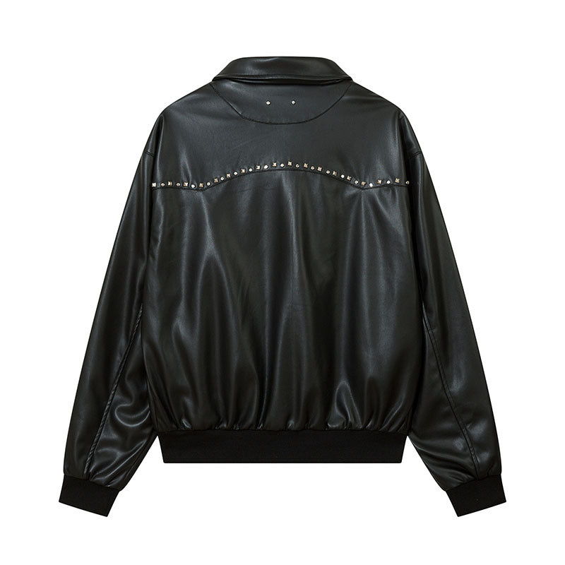 Women Jackets Rivet Pu Wallet Vintage Leather