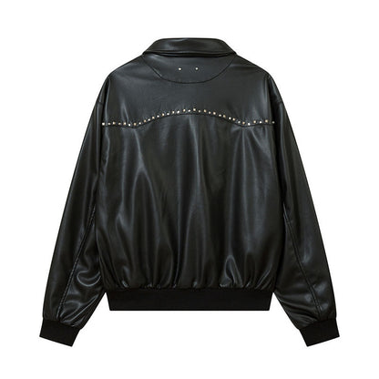 Women Jackets Rivet Pu Wallet Vintage Leather