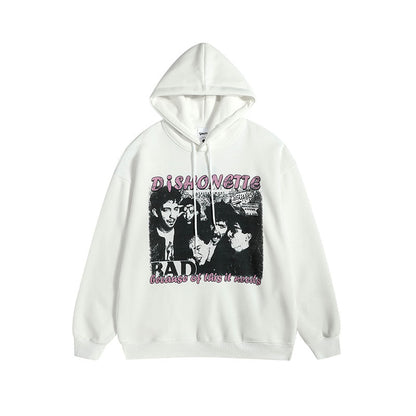 Men Hoodie Retro Fun Portrait Printing Couple Hooded Sweater Oversize