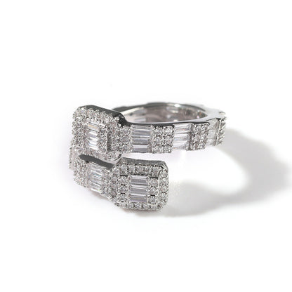 Rings 18K Gold Copper Plated T Square Zircon Ring Spectrum