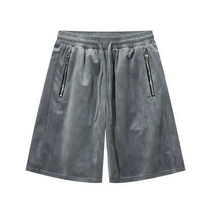 Men Shorts Casual Shorts Summer Elastic Waist Zipper Pocket Sports