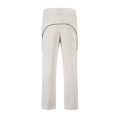 Men Sweatpants Sports Casual Pants Side Striped Stitching Elastic Waist Straight Sweatpants Loose Trousers
