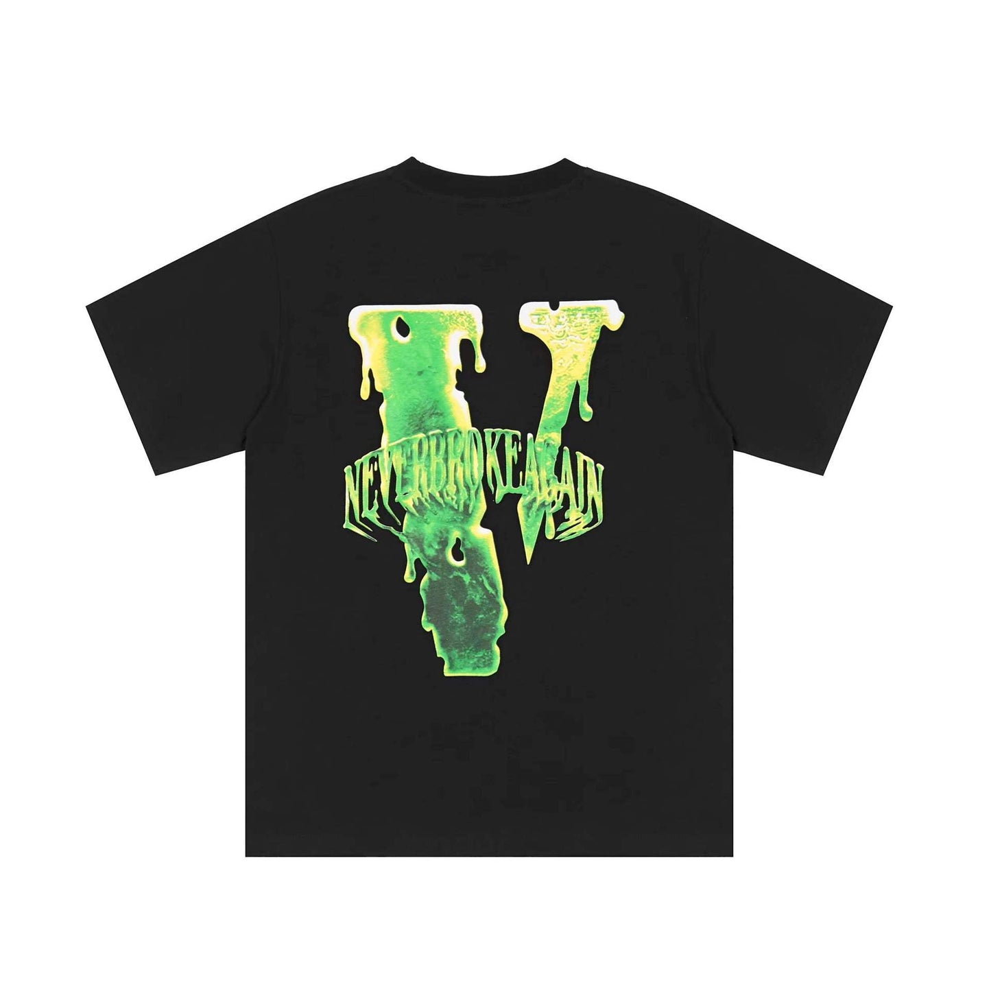 Vlone T Shirts Dark Green Melting Large V Loose Short Sleeve T-shirt Men and Women Half Sleeve