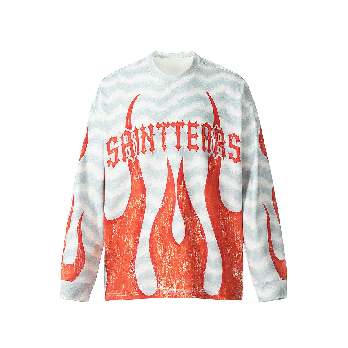 Mens Long Sleeve Shirt Saint Michael Flame Pattern Long Sleeve