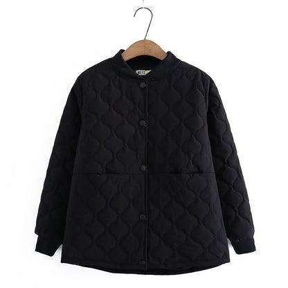 Women Cotton Coat Diamond Plaid Casual Jacket