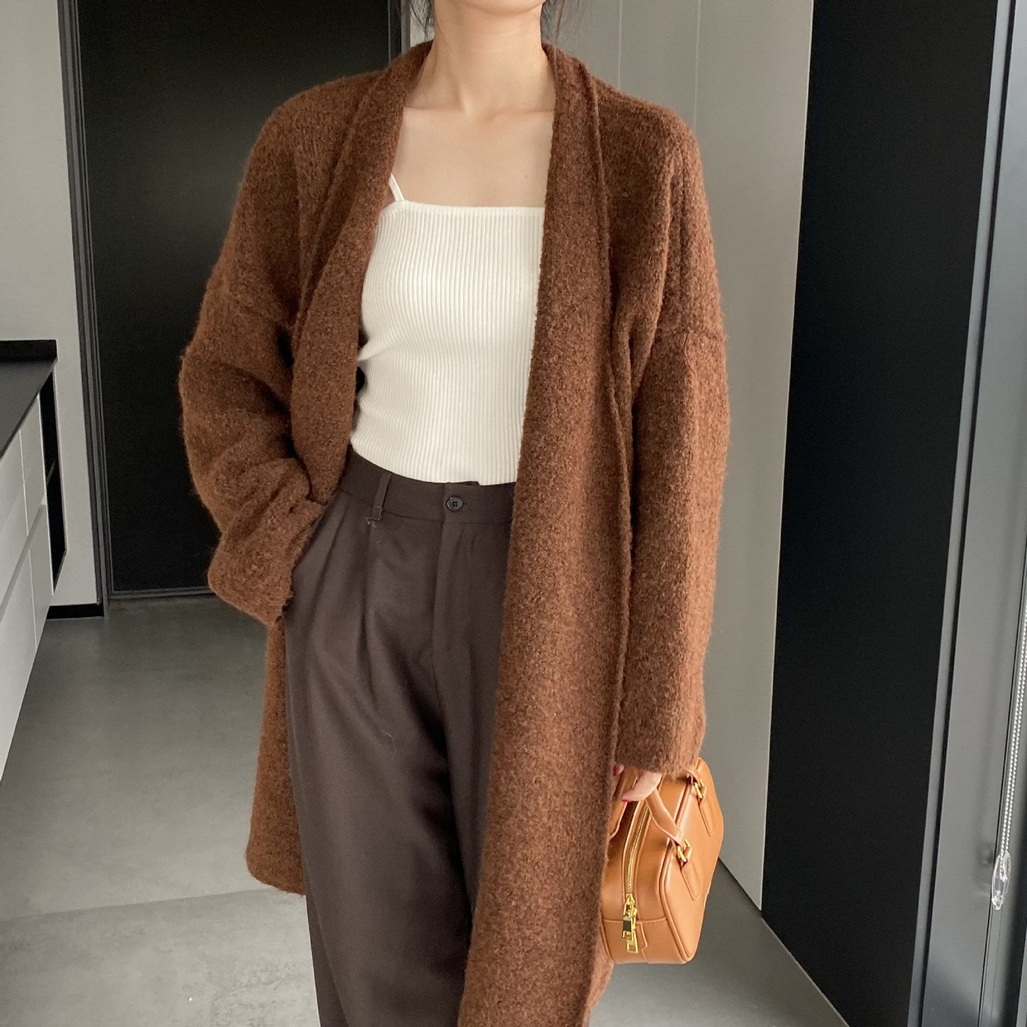 Women Cardigan Sweater Autumn and Winter Woolen Coat Baggy Coat Long Sleeve Jacket K331