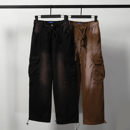 Women Sweatpants Multi-Pocket Workwear Straight Jeans