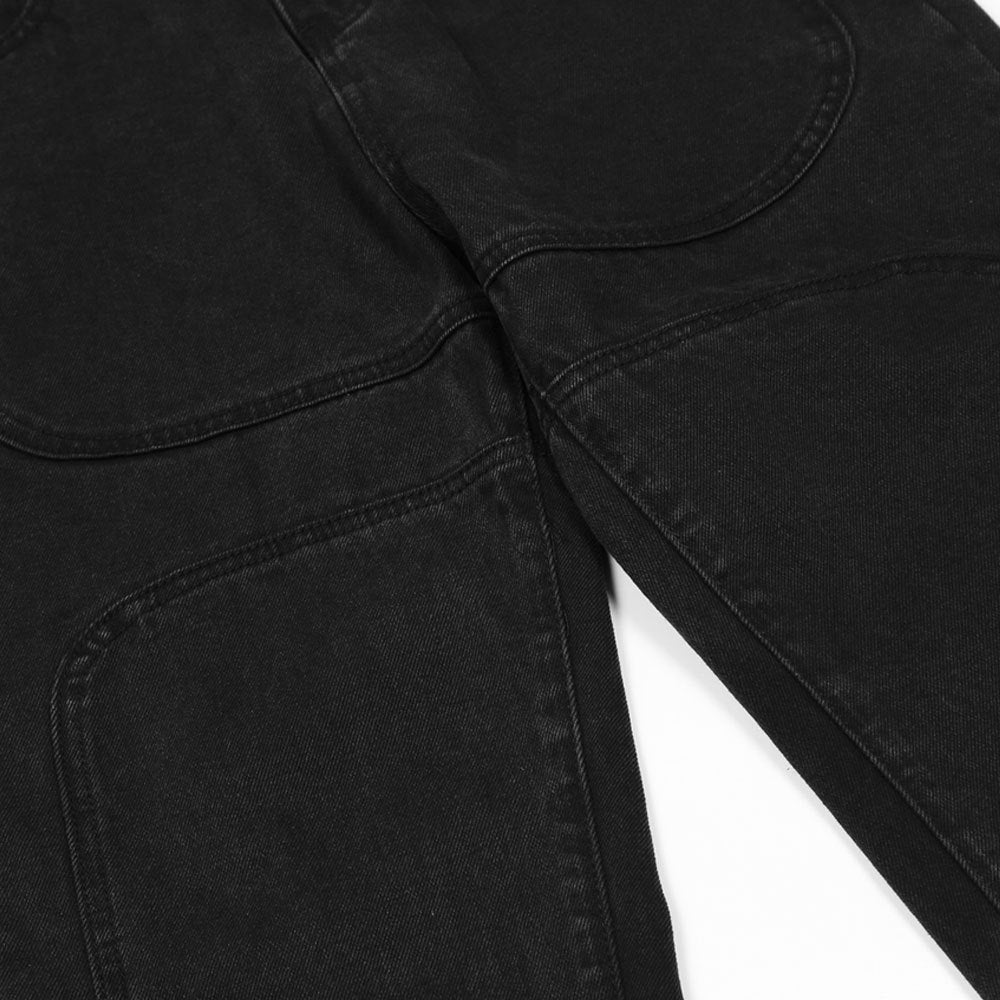 Men Jeans Solid Color Stitching Loose Casual