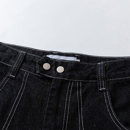 Men Jeans Stitching Zipper Slit