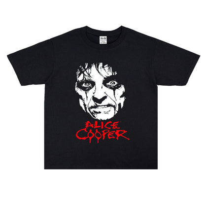 Rock Star T Shirt Alice Cooper Rock Band Printed T-shirt Short Sleeve Loose Cotton