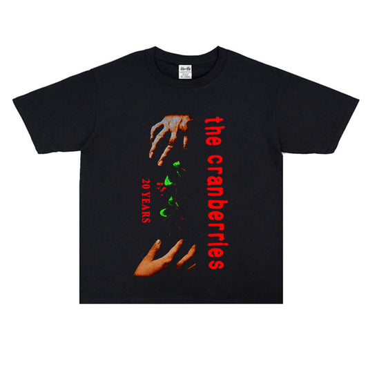 Rock Star T Shirt Gabriel Band The Cranberries Little Red Strawberry Printed T-shirt Short Sleeve Cotton Loose