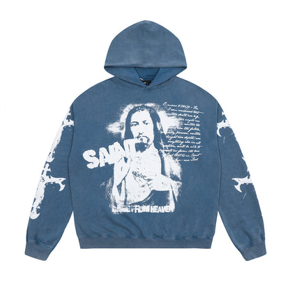 Unisex Hoodies Saint Michael Distressed Loose Hoodie