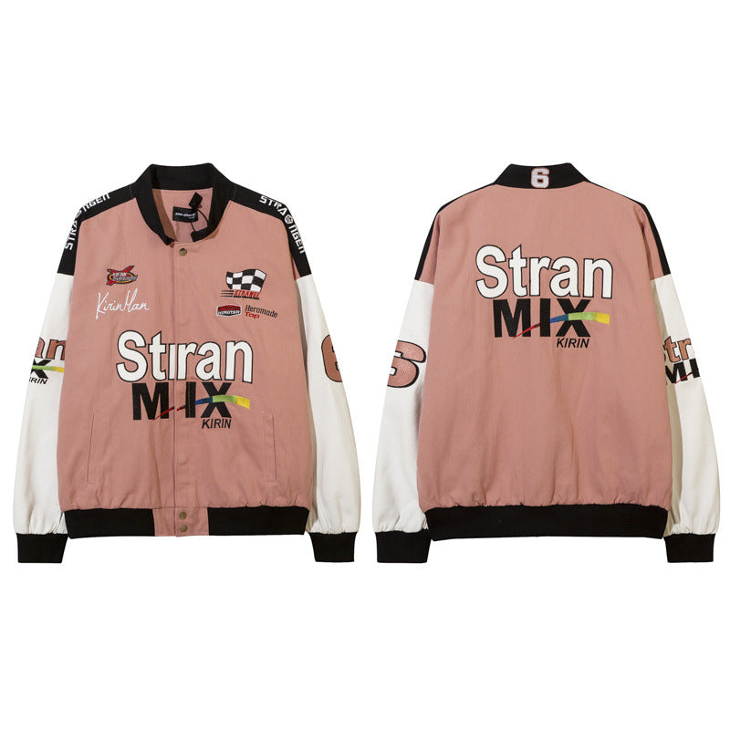Women Jackets Vintage Racing Suit Baseball Uniform Motorcycle Jacket