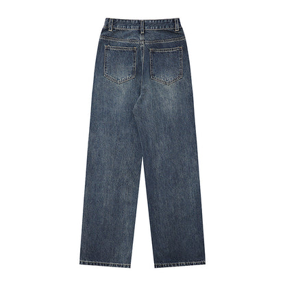 Women Pants Ripped Jeans Loose Straight Wide Leg Pants Trousers