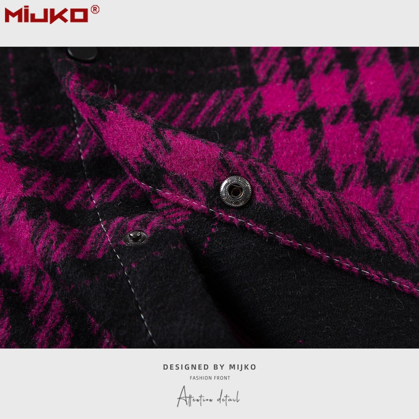 MIJKO Mens Jacket Loose Checked Jacket