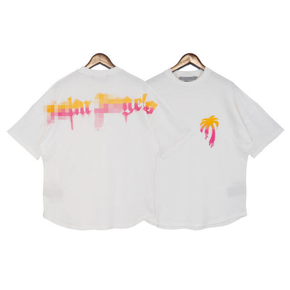 Palm Angle T Shirts Colorful Logo Pattern Couple Half Sleeve Shirt