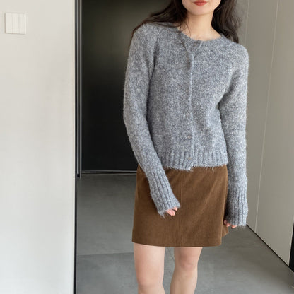 Women Cardigan Sweater Spring Alpaca Fleece/Fiber Cardigan Jacket Long-Sleeved round Neck Sweater Cardigan D2366