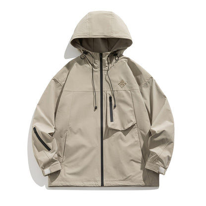 Men Jacket Coat Shell Jacket Men's Spring and Autumn Outdoor Hooded Jacket Vibe