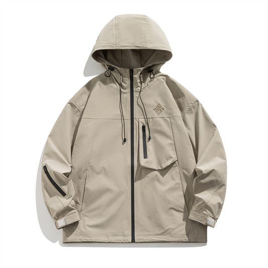 Men Jacket Coat Shell Jacket Men's Spring and Autumn Outdoor Hooded Jacket Vibe