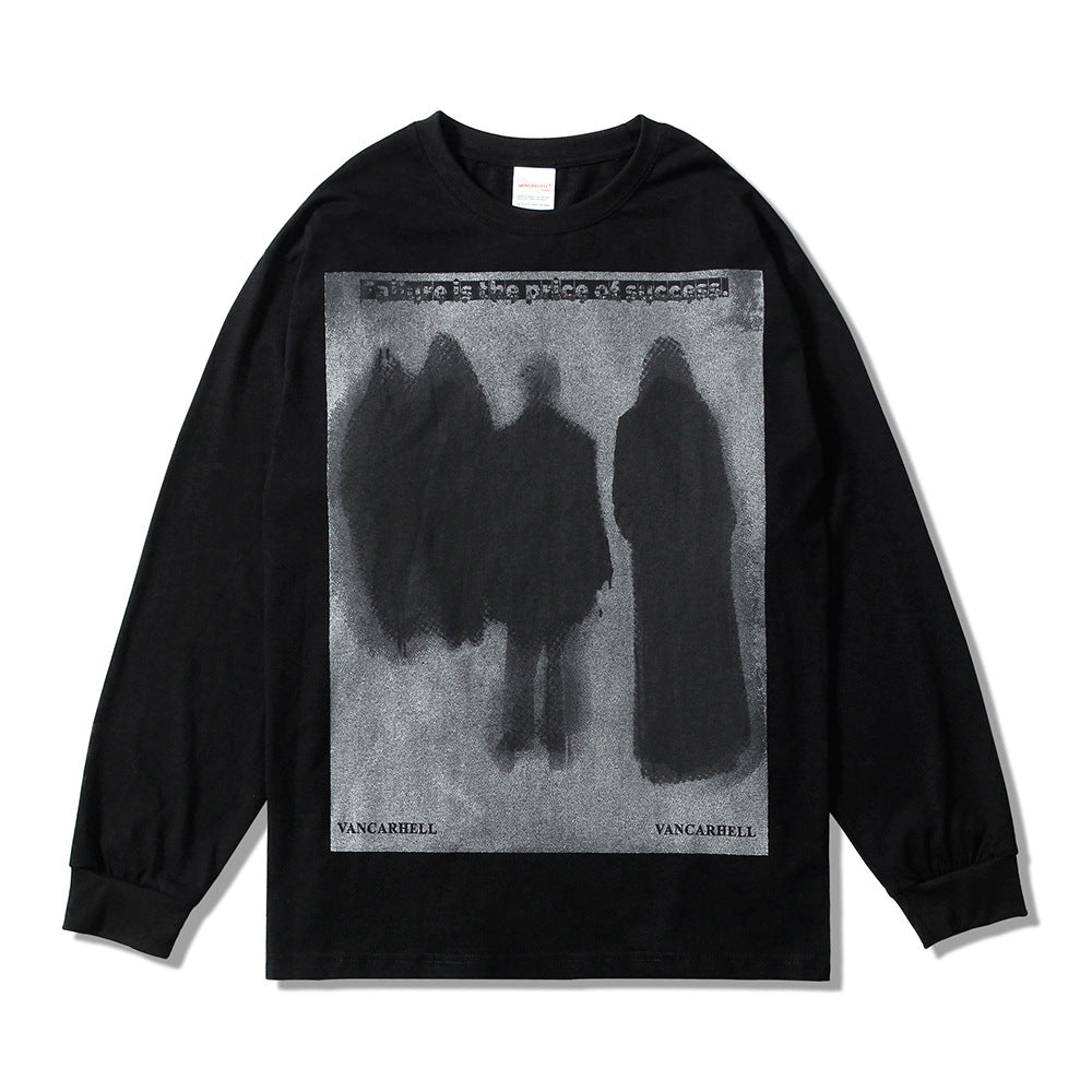Men Long Sleeve T-Shirt Dark Series Abstract Printing Loose