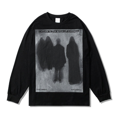 Men Long Sleeve T-Shirt Dark Series Abstract Printing Loose