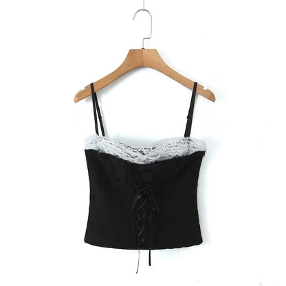 Women Tops Spring/Summer Bow Bandage Lace Strap Sexy Top