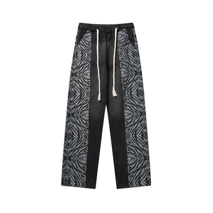 Cargo Pants Retro Patchwork Tiger Pattern Loose