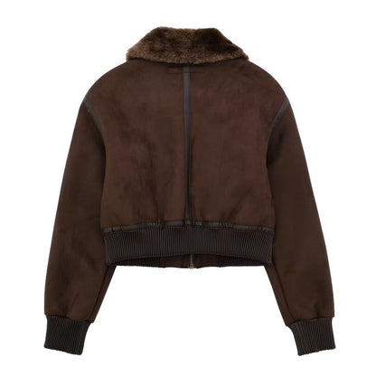Women Cotton Coat Plush Polo Collar Jacket