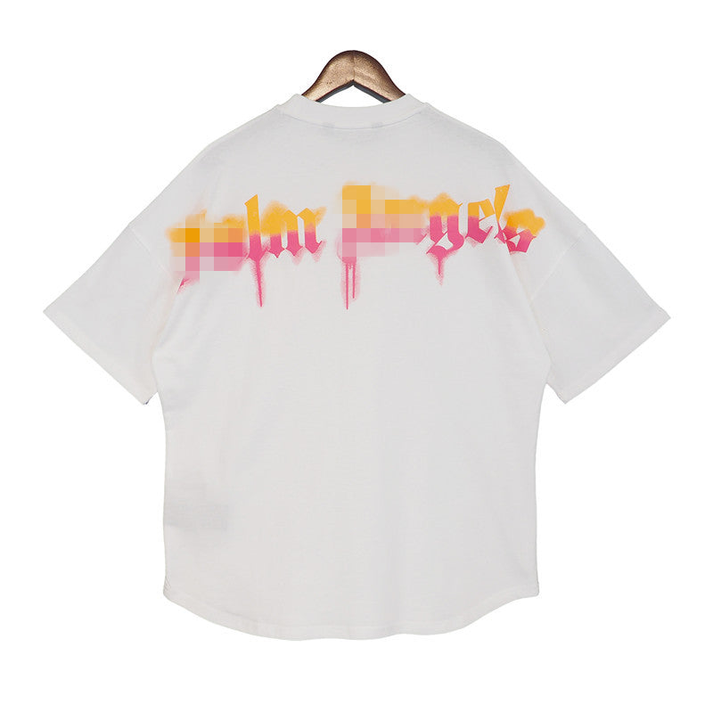 Palm Angle T Shirts Colorful Logo Pattern Couple Half Sleeve Shirt