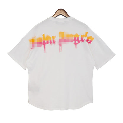 Palm Angle T Shirts Colorful Logo Pattern Couple Half Sleeve Shirt