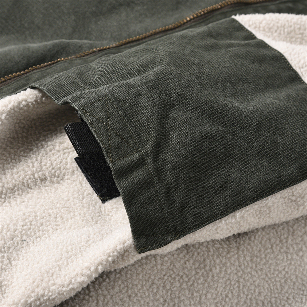 Men Jacket Coat Winter Jacket Men Loose Washed-out Distressed Warm-Keeping Cotton Clothing