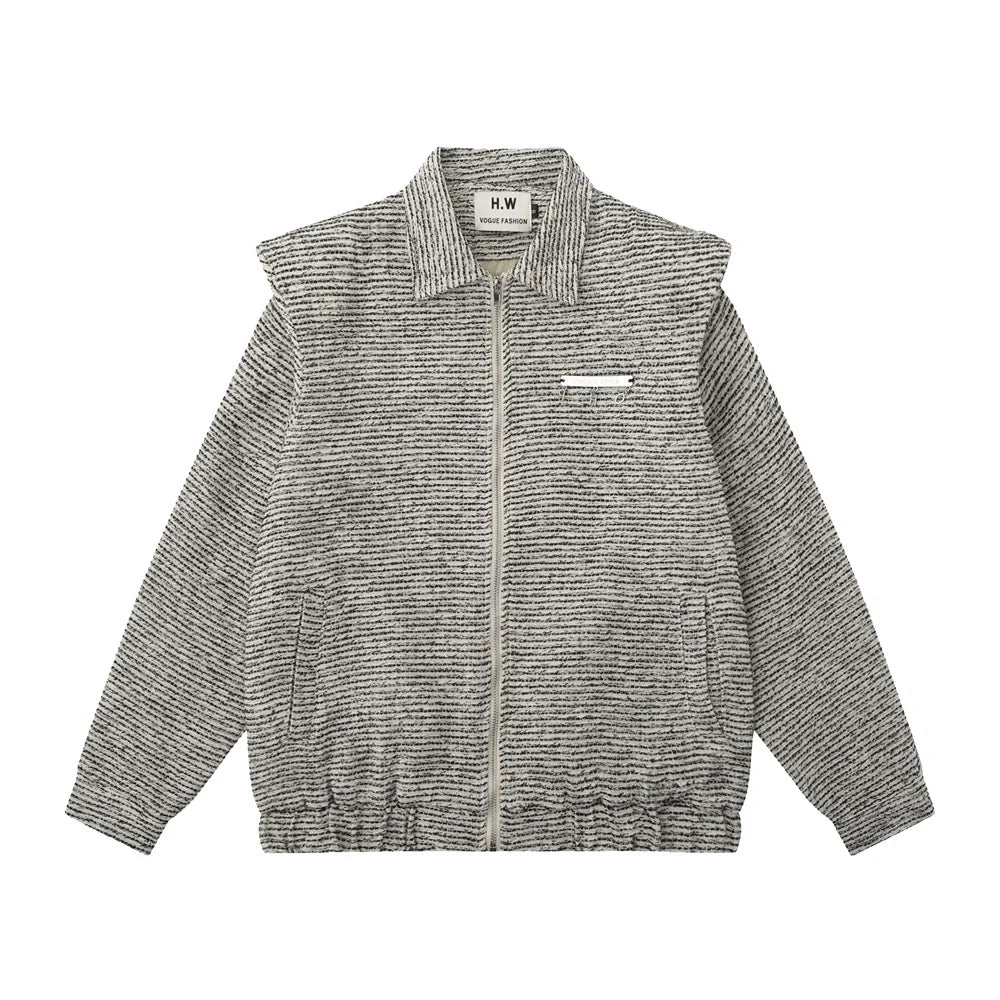Men Jacket Coat Vintage Weave Padded Shoulder Coat Loose Lapels Jacket Autumn and Winter