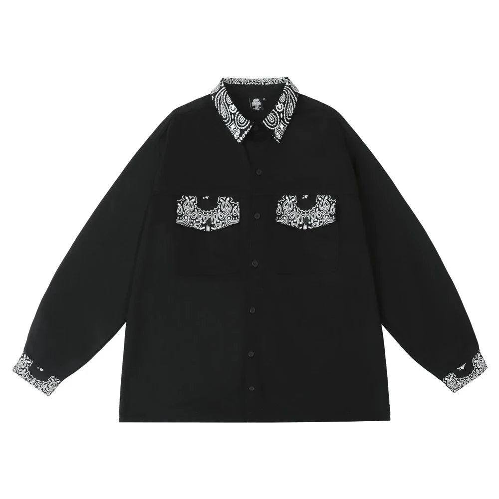 Men Jacket Coat Shirt Jacket Coat Men Loose Color Matching Shirt